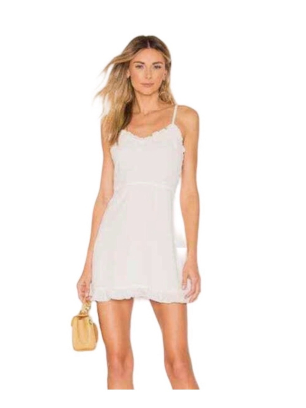 Superdown Charlee White‎ Frill Cami Dress Medium D1-16